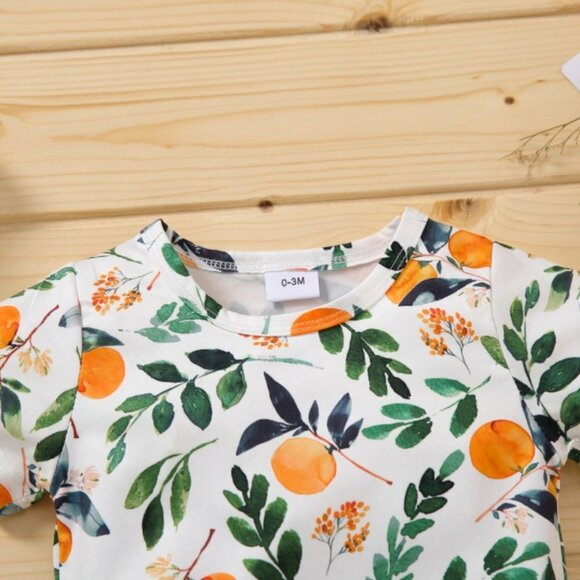 NWT baby girl boy jumpsuit outfit one-piece short sleeve orange fruit Summer - Picture 2 of 5